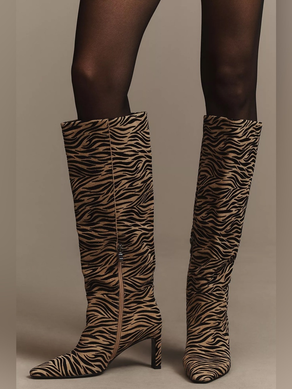 Anthropologie Bibi Lou Tall Pointed Tiger Boots